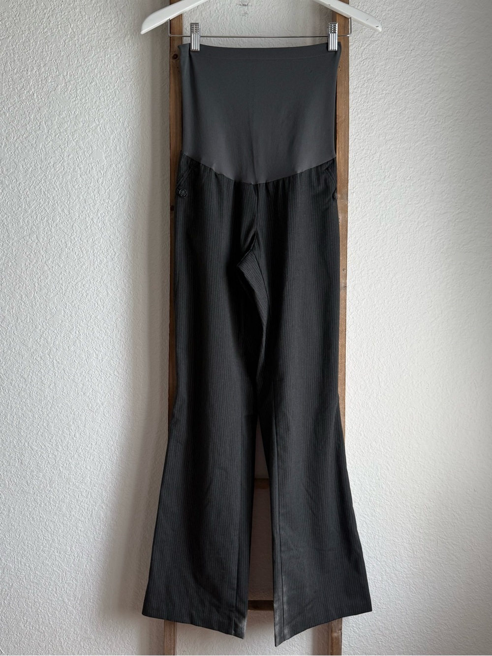 Motherhood Maternity Grey & White Pinstriped Wide Leg Slacks Sz: Med